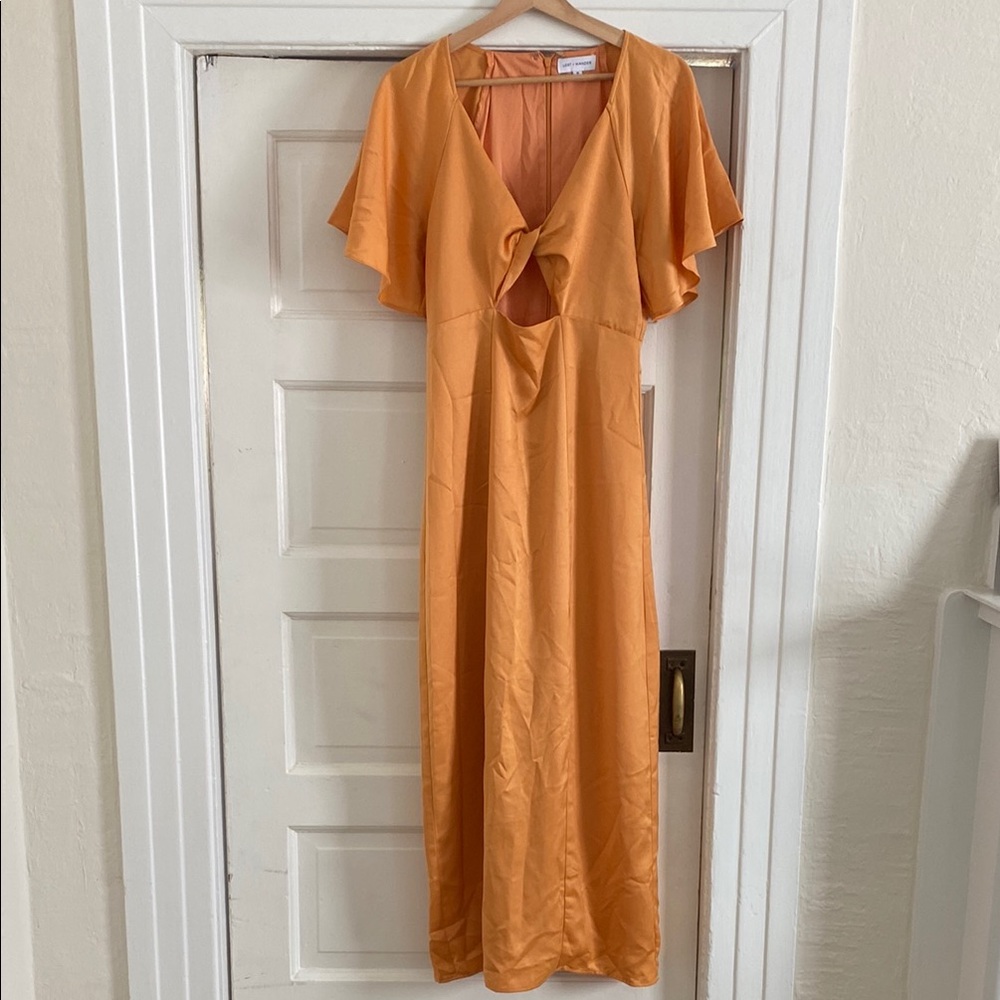 Lost + Wander Womens Maxi Dress Small Bridesmaid Wedding Formal Orange Tangerine